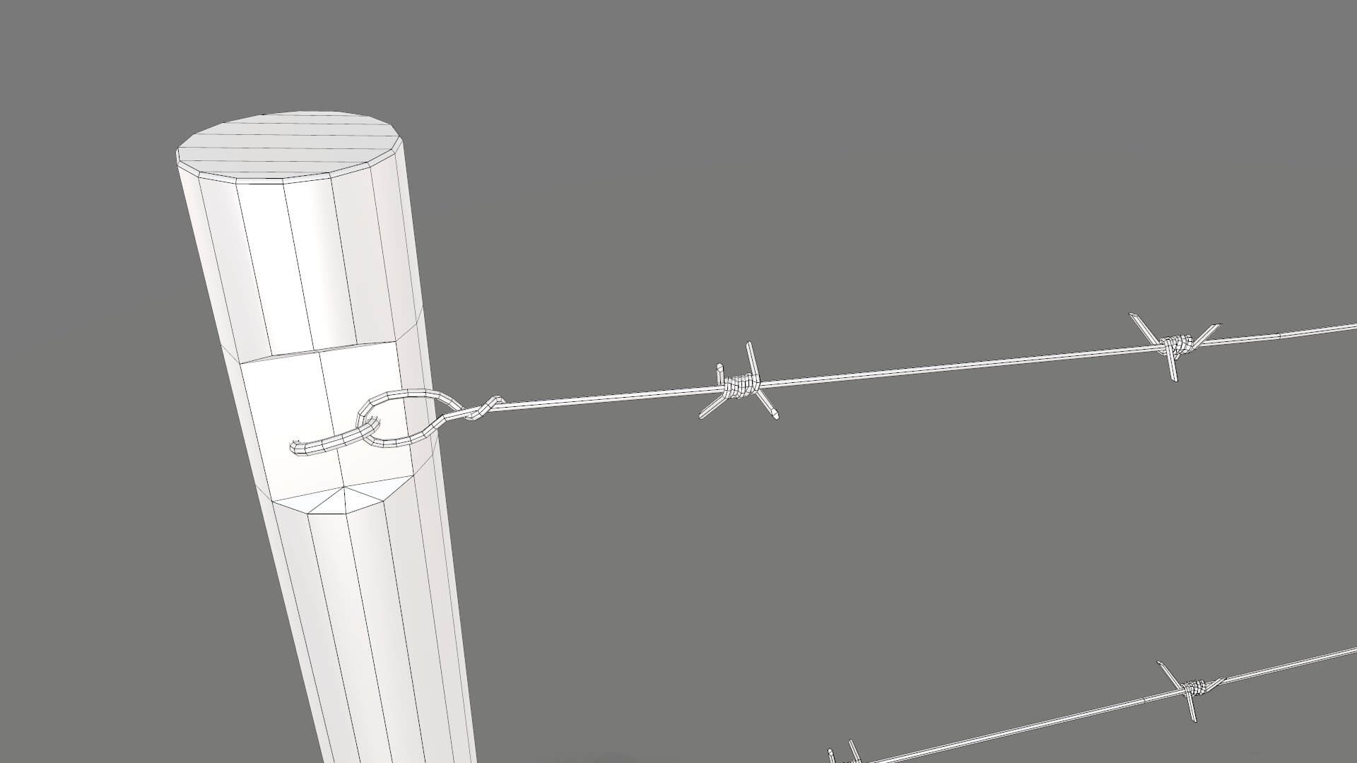 Barbed Wire Fence 3D Model by Grishmanovskij Anton