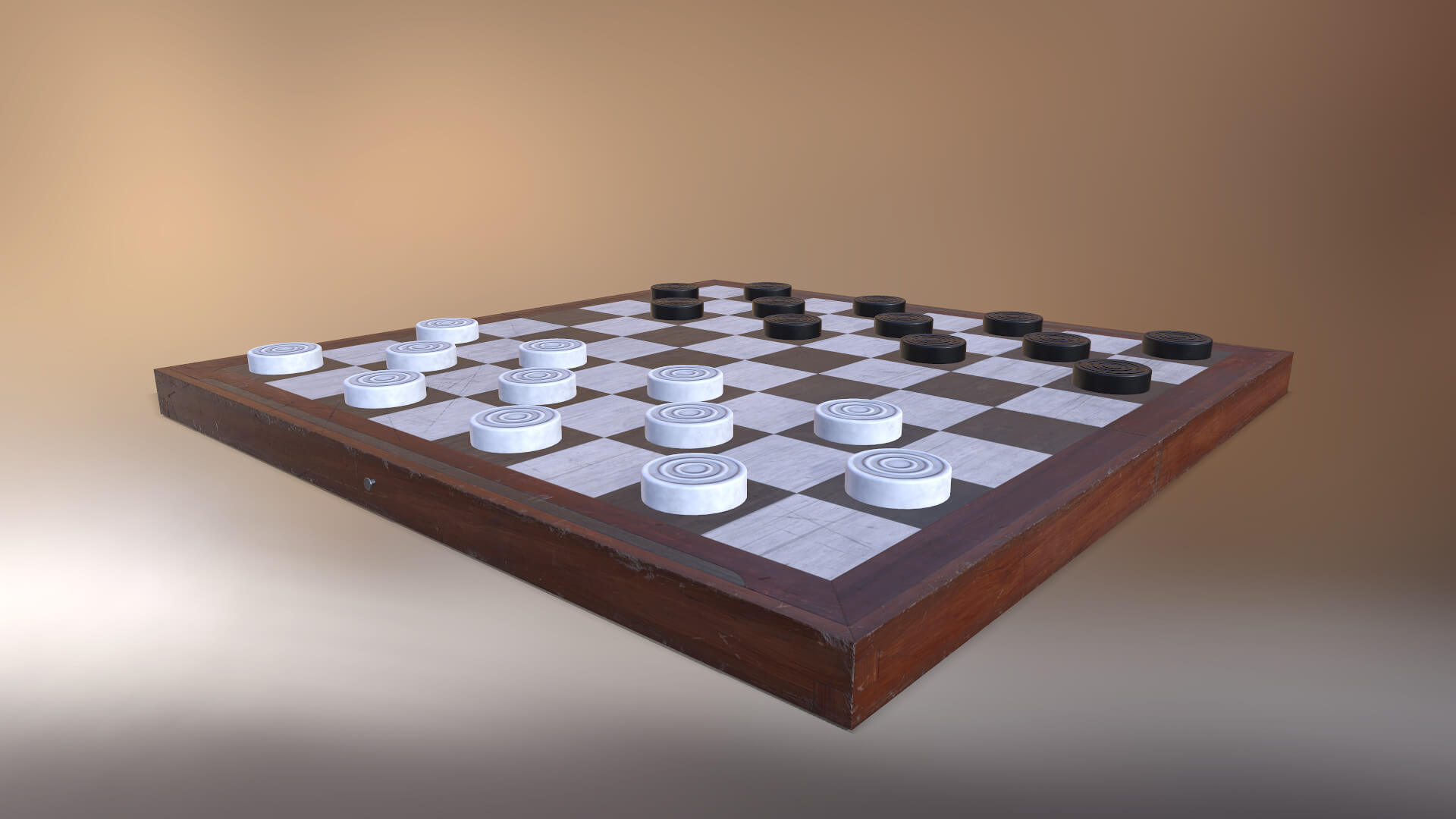 Wood Checkers - 3D Model by Grishmanovskij Anton