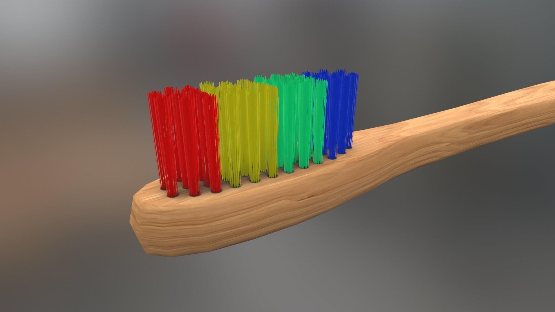 Children Wooden Toothbrush - 3D Model by Grishmanovskij Anton