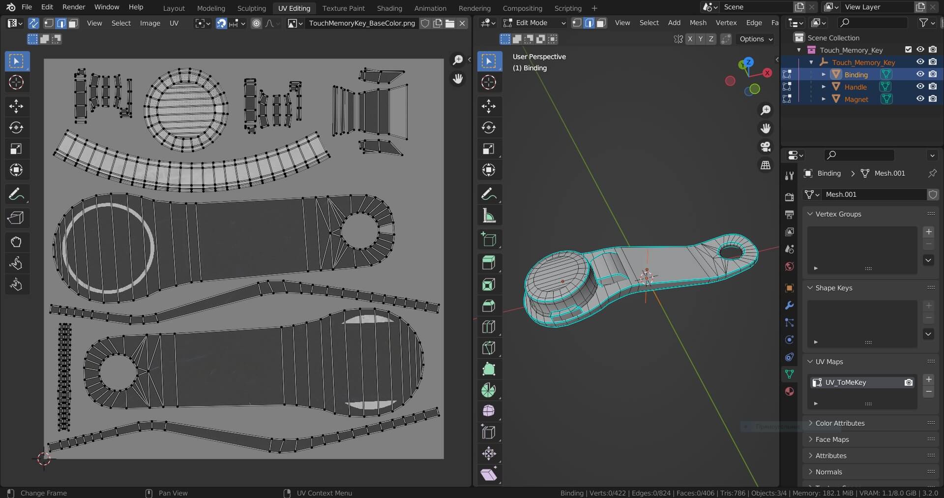 Touch Memory Key - 3D Model by Grishmanovskij Anton