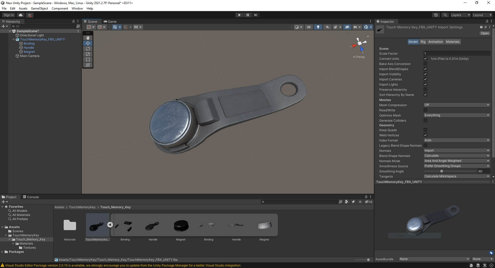 Touch Memory Key - 3D Model by Grishmanovskij Anton