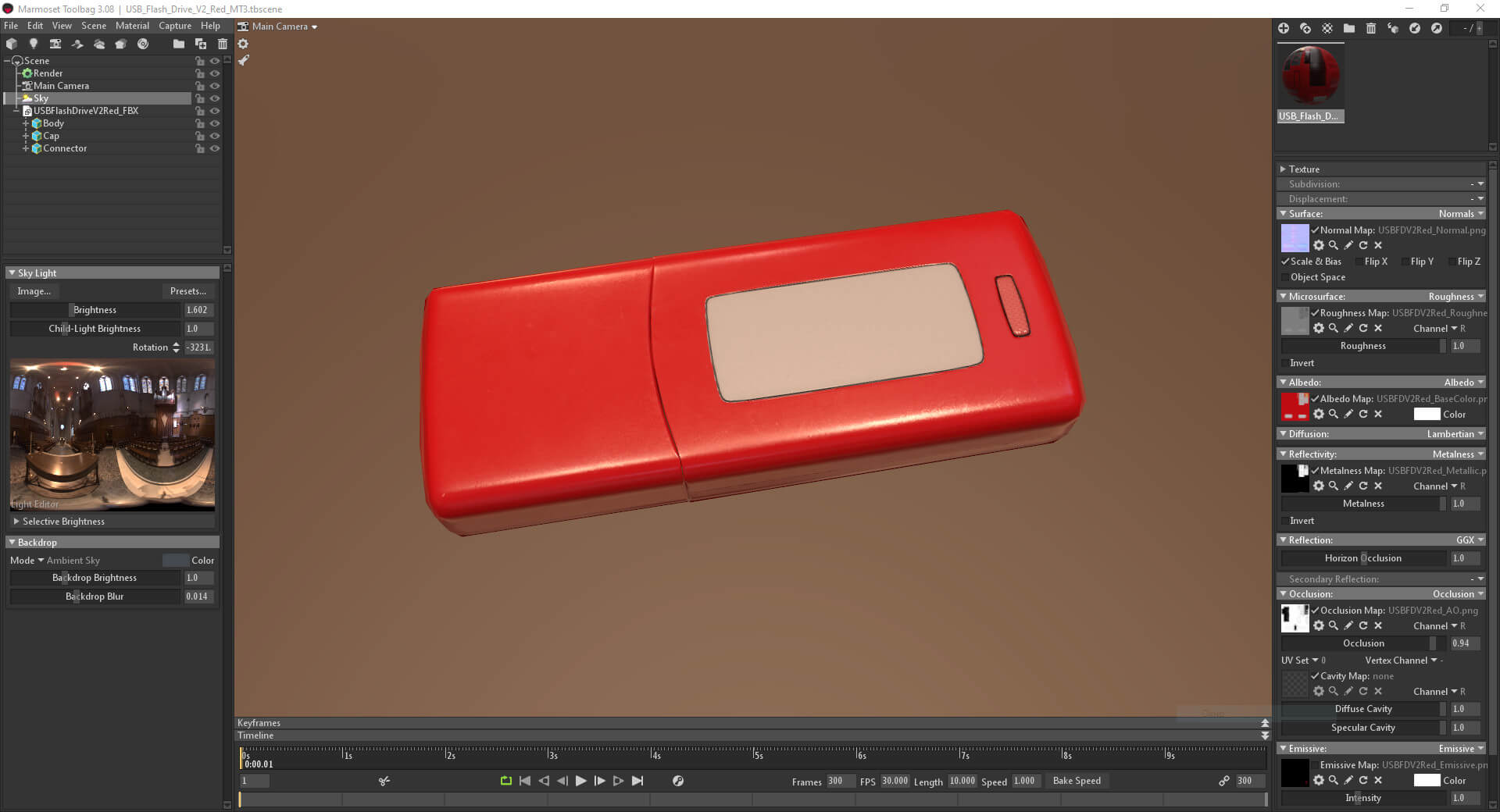 USB Flash Drive V2 Red - 3D Model by Grishmanovskij Anton