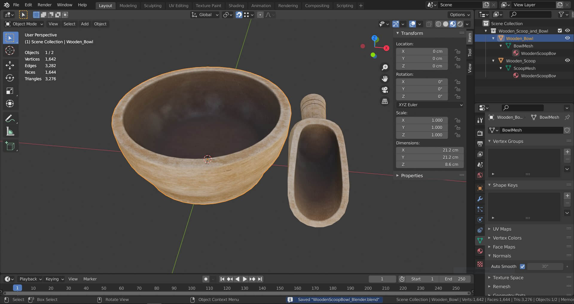 Wooden Scoop and Bowl 3D Model by Grishmanovskij Anton