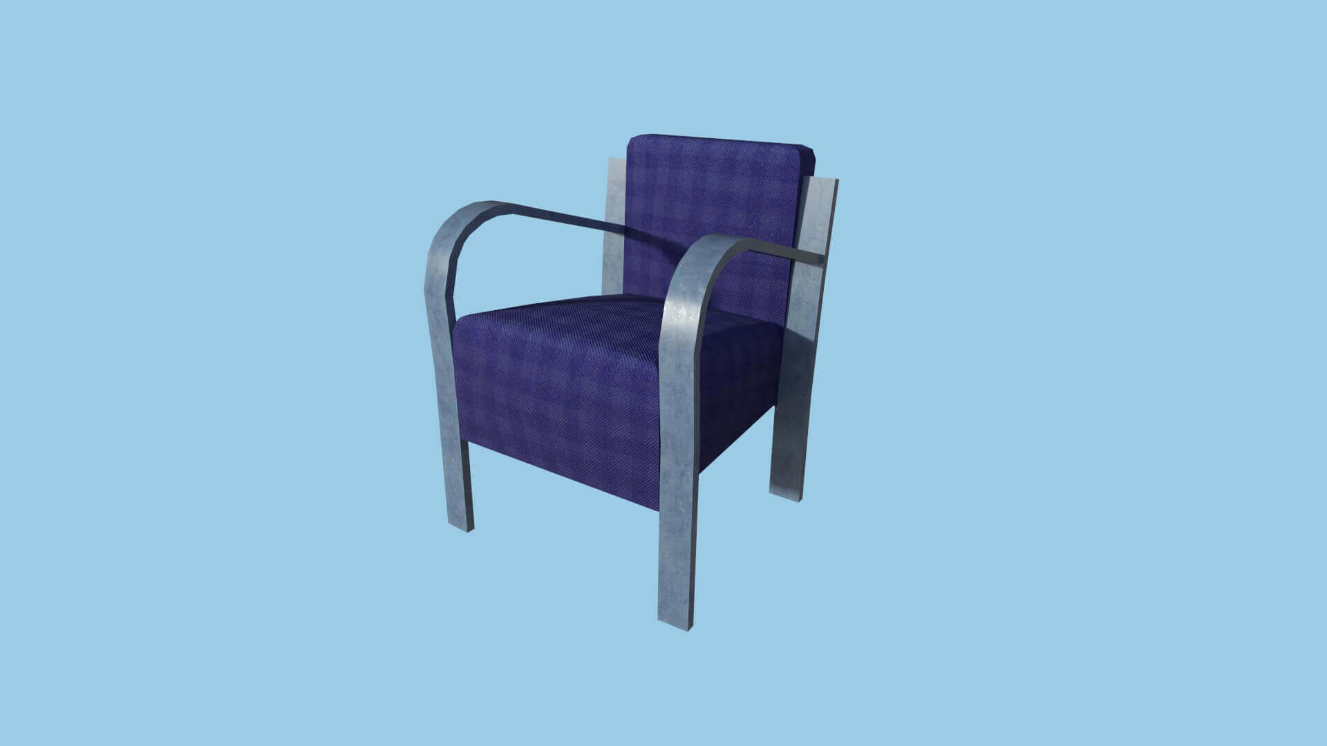 Armchair 02 Blue Plaid 3D Model by gsommer