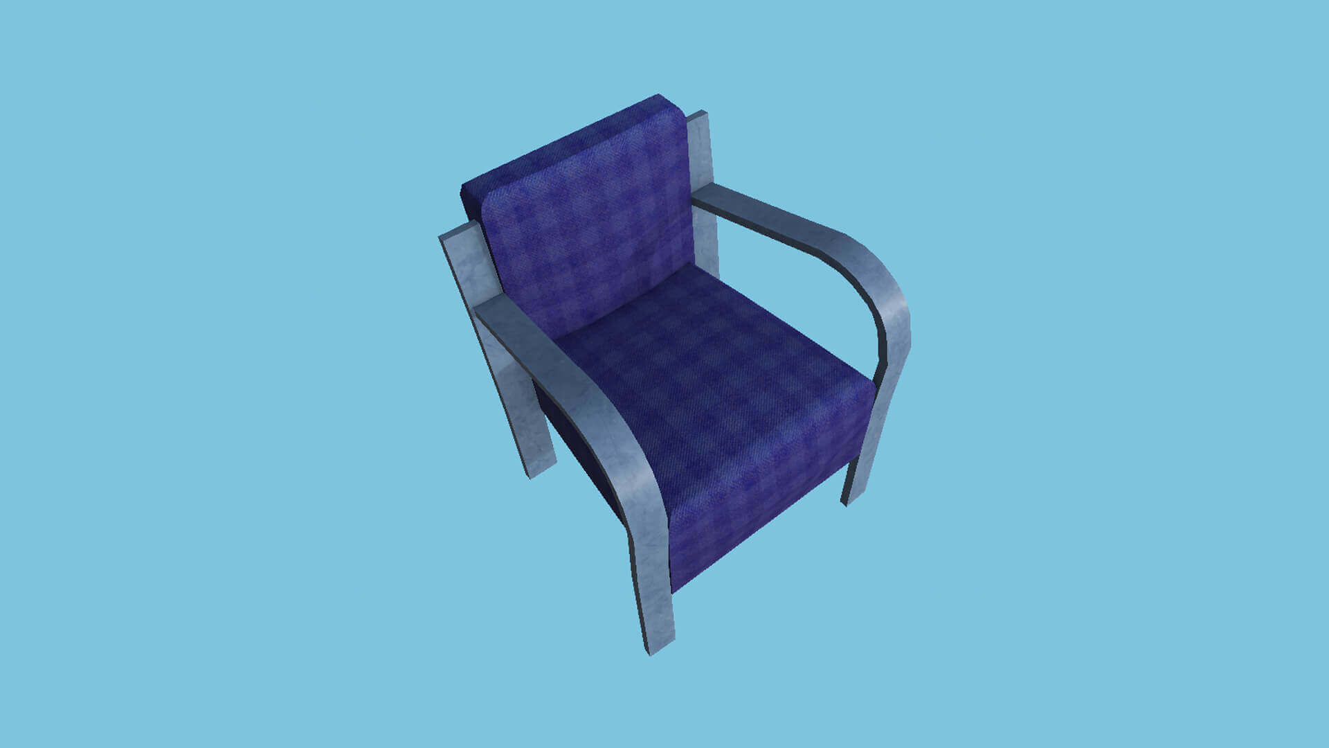 Armchair 02 Blue Plaid 3D Model by gsommer