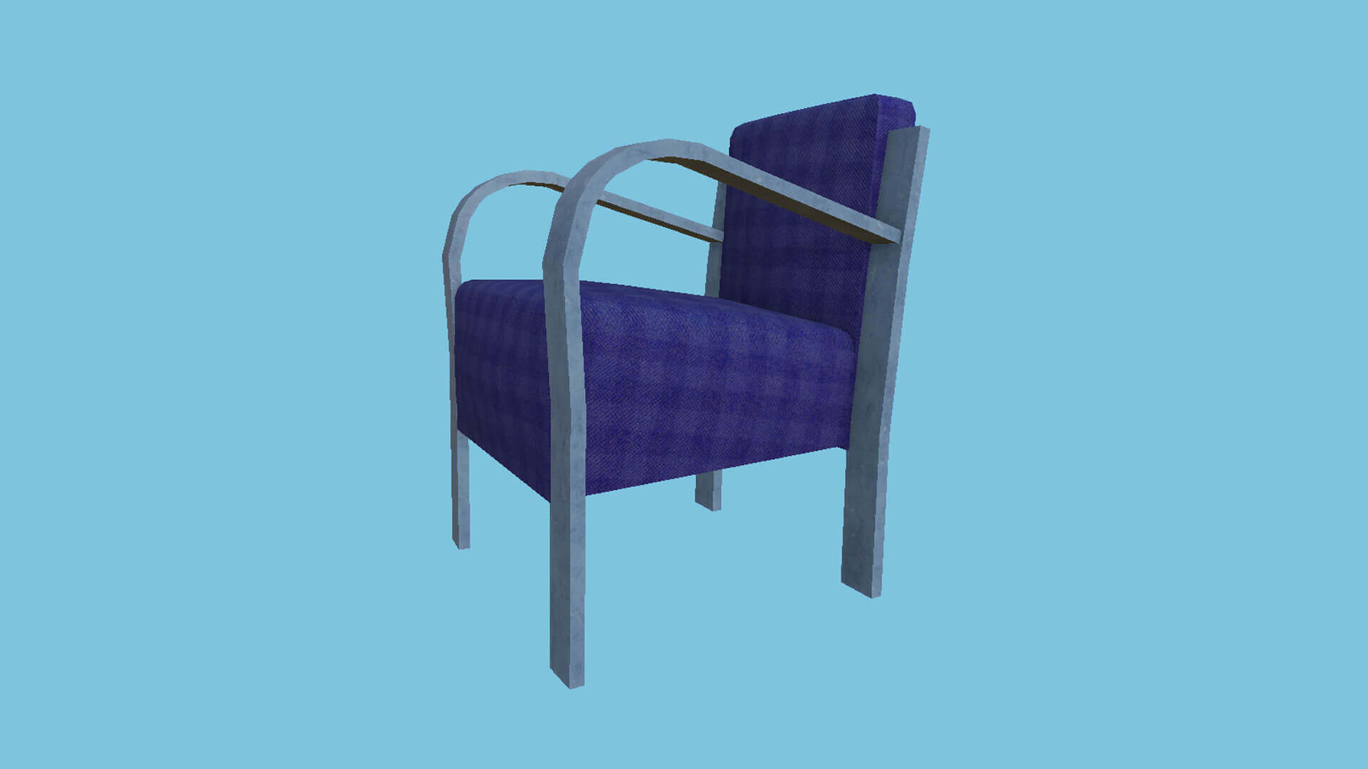 Armchair 02 Blue Plaid 3D Model by gsommer