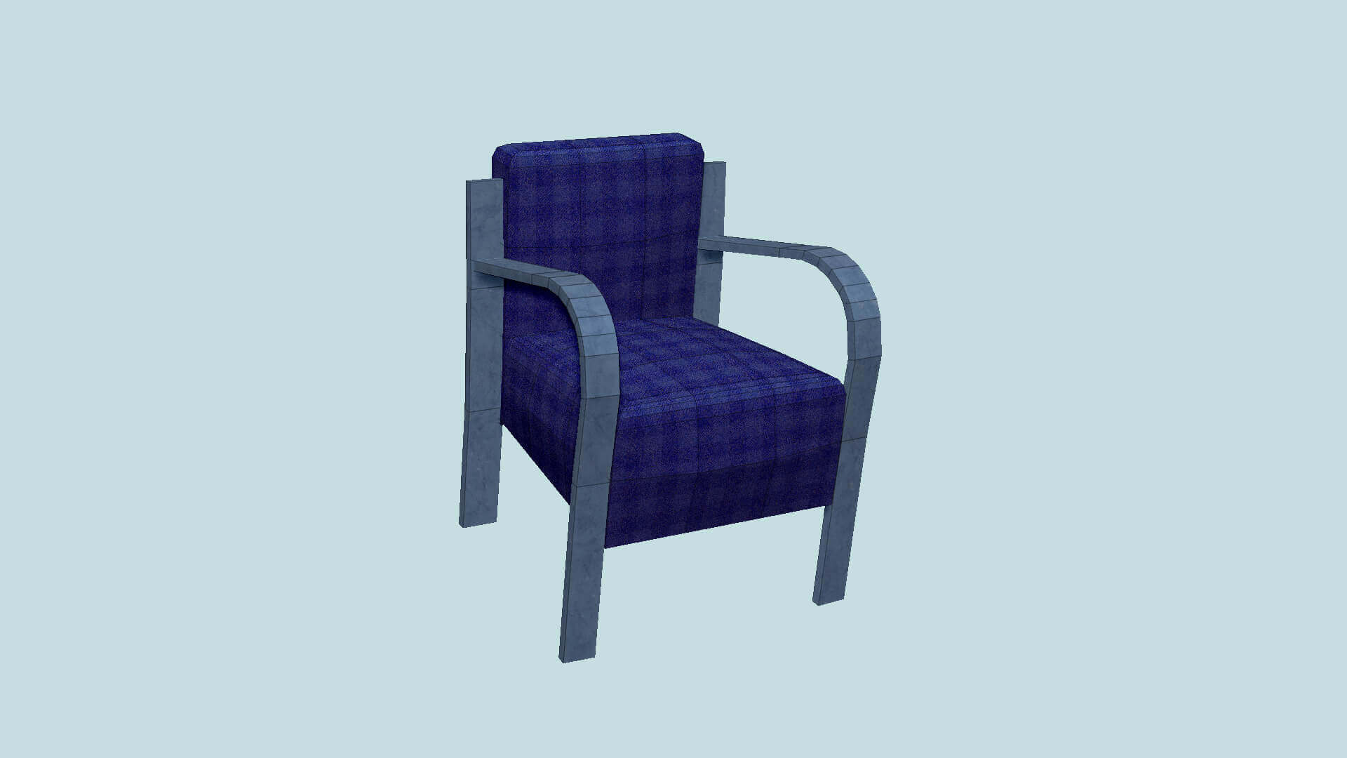 Armchair 02 Blue Plaid 3D Model by gsommer