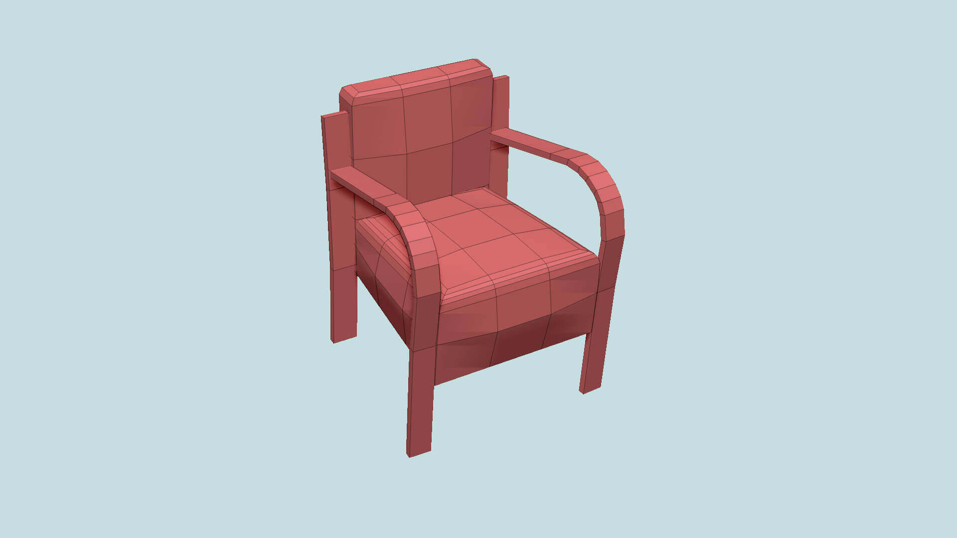 Armchair 02 Blue Plaid 3D Model by gsommer
