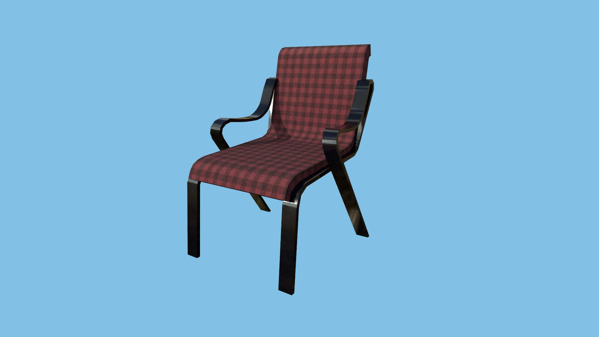 Armchair 24 Red Plaid 3D Model by gsommer