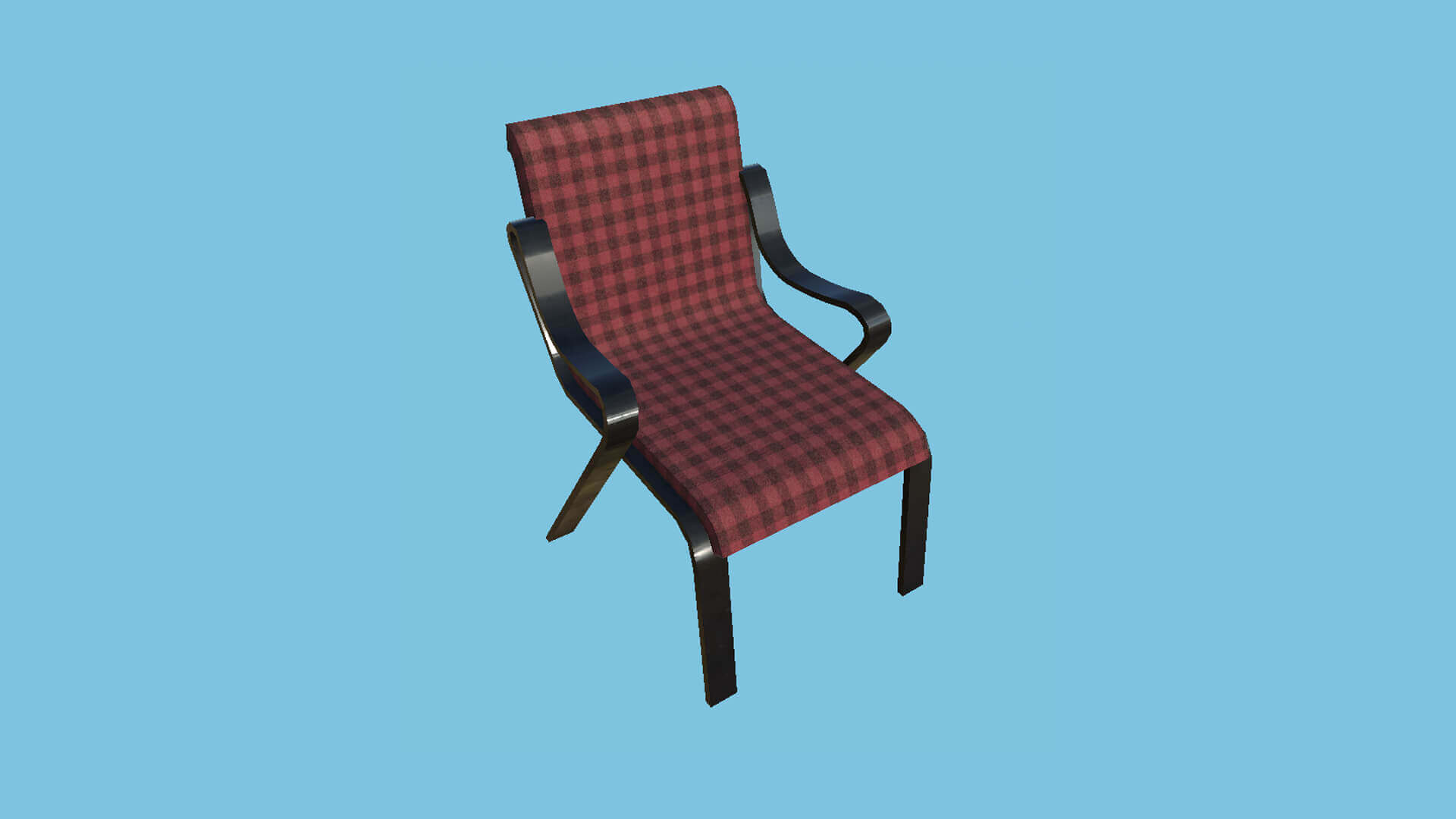 Armchair 24 Red Plaid 3D Model by gsommer