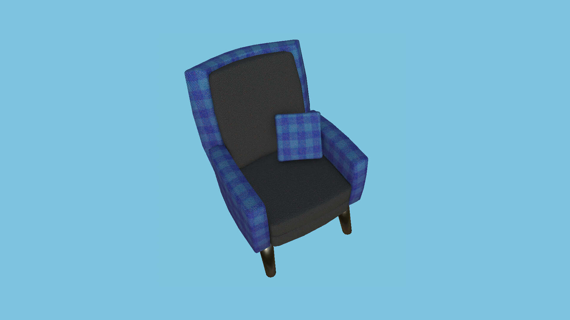 Armchair 50 Blue Plaid 3D Model by gsommer