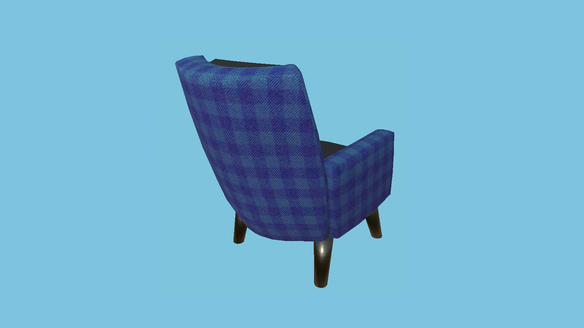 Armchair 50 Blue Plaid 3D Model by gsommer