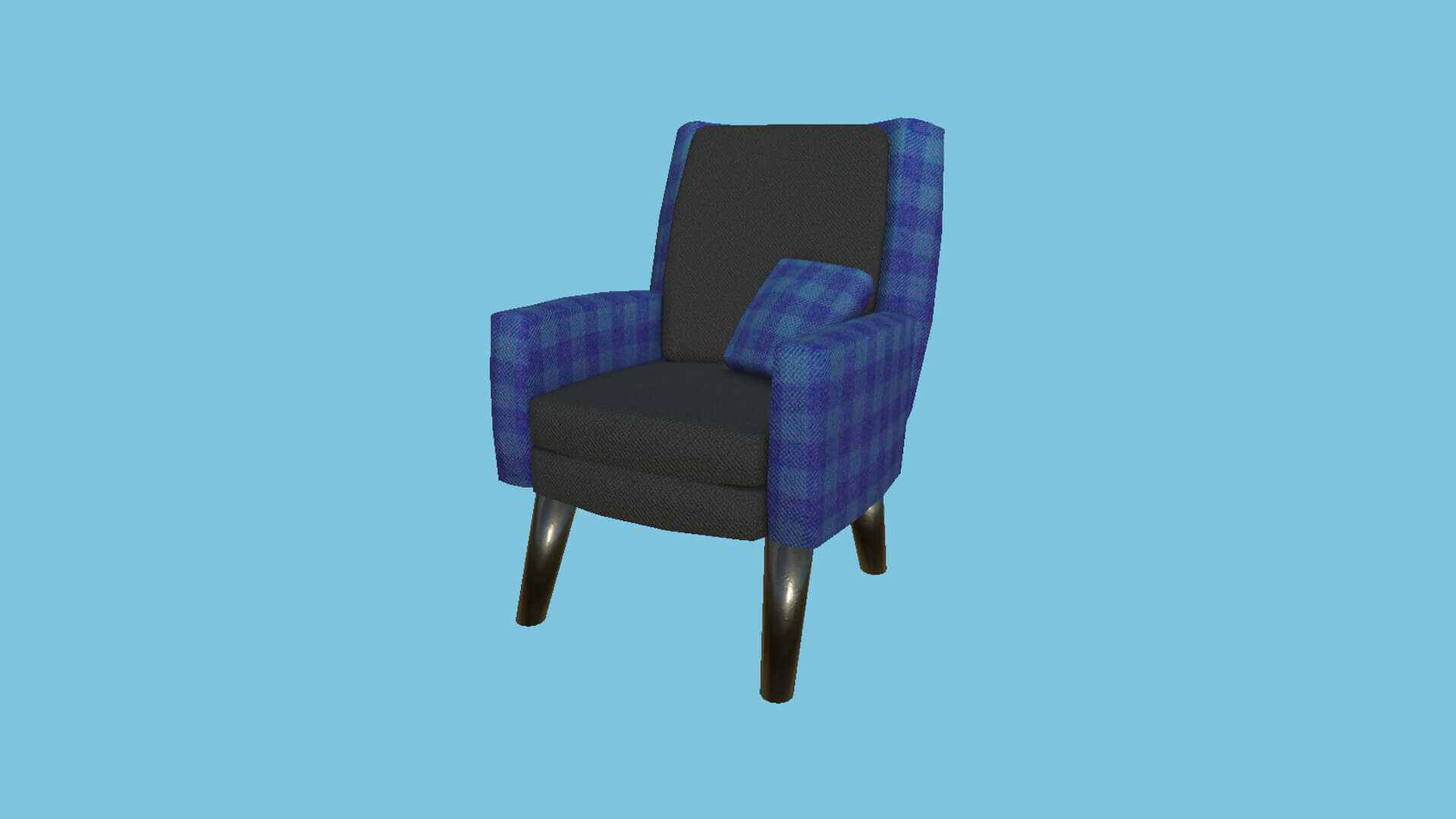 Armchair 50 Blue Plaid 3D Model by gsommer