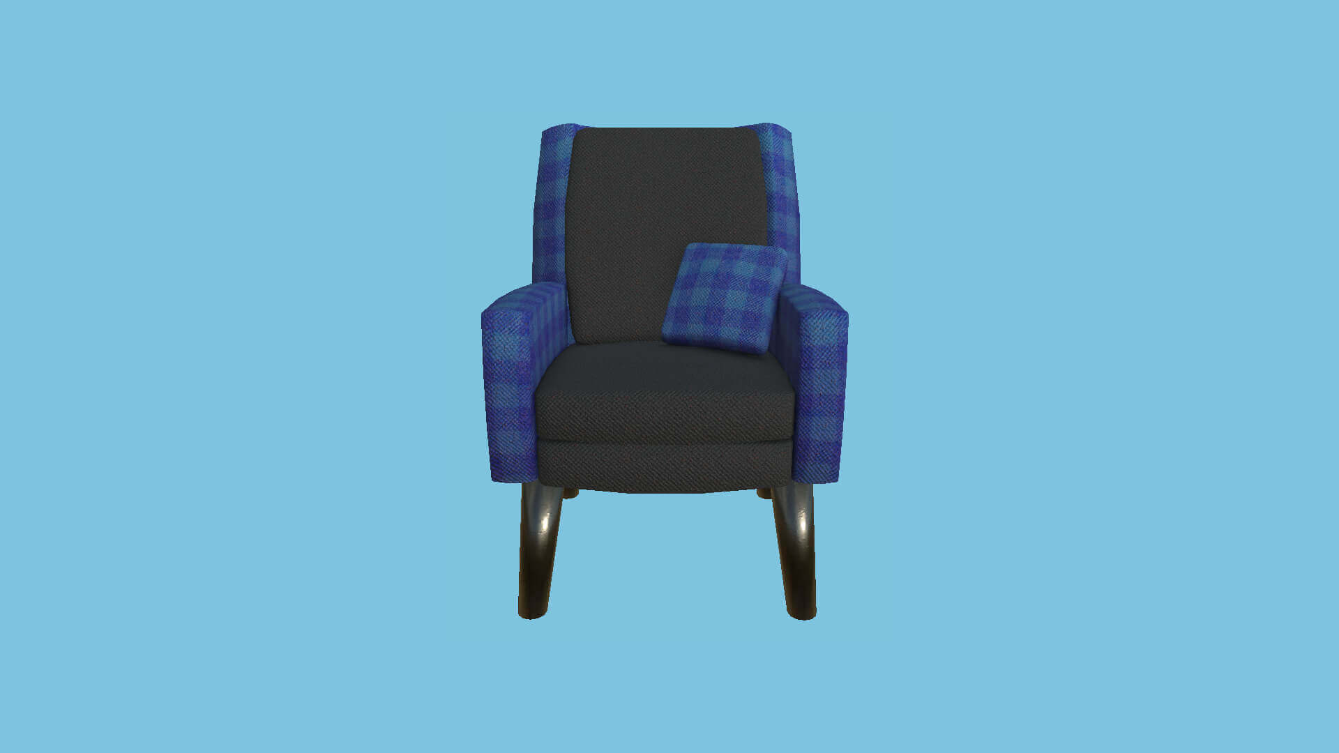 Armchair 50 Blue Plaid 3D Model by gsommer