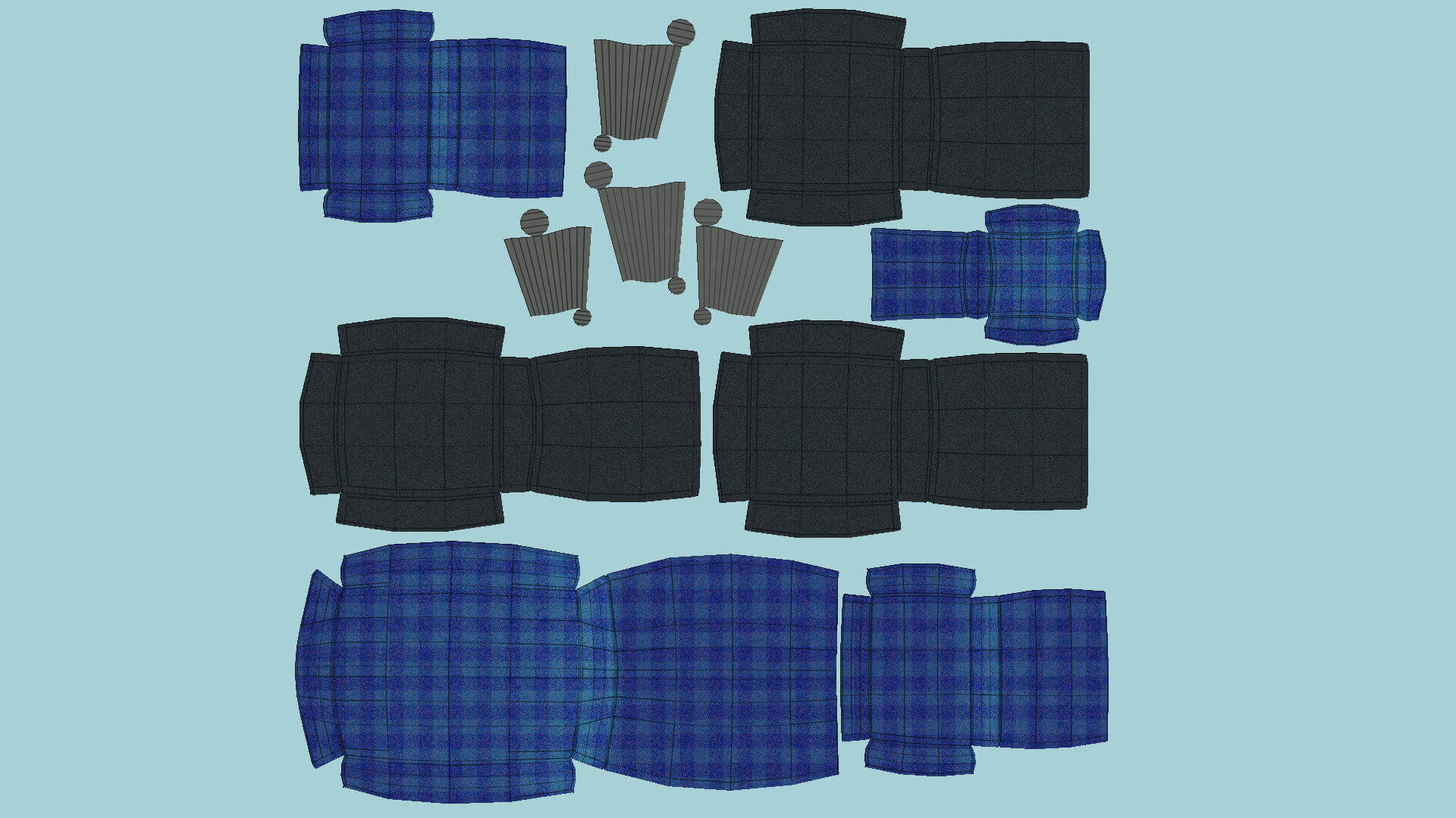 Armchair 50 Blue Plaid 3D Model by gsommer