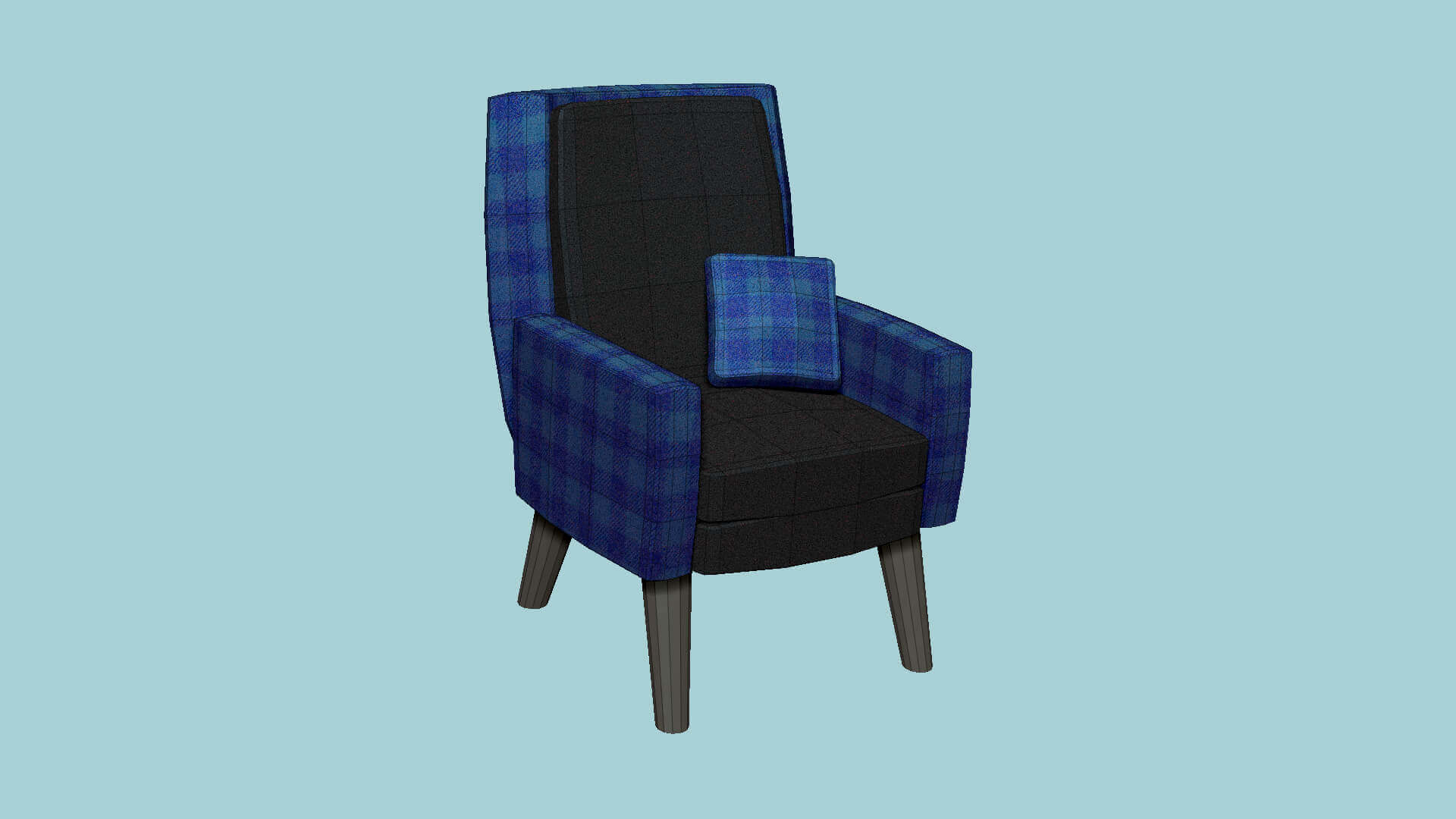 Armchair 50 Blue Plaid 3D Model by gsommer
