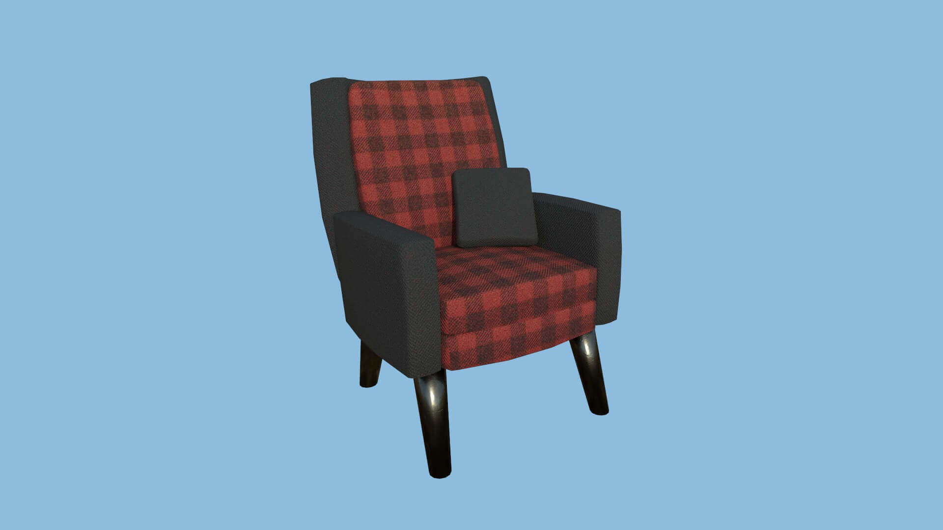 Armchair 51 Red Plaid 3D Model by gsommer