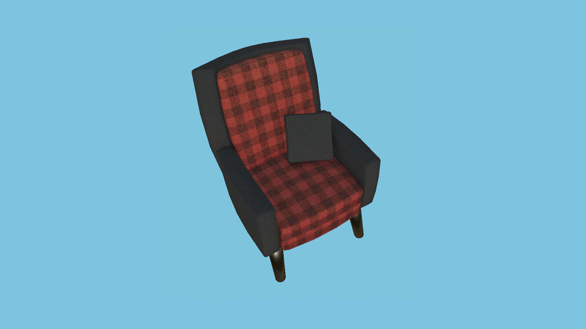 Armchair 51 Red Plaid 3D Model by gsommer
