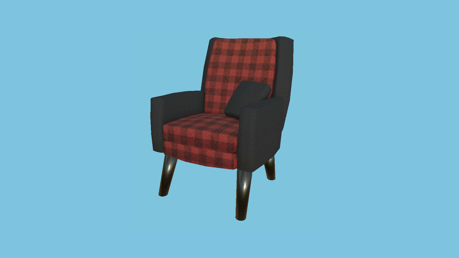 Armchair 51 Red Plaid 3D Model by gsommer