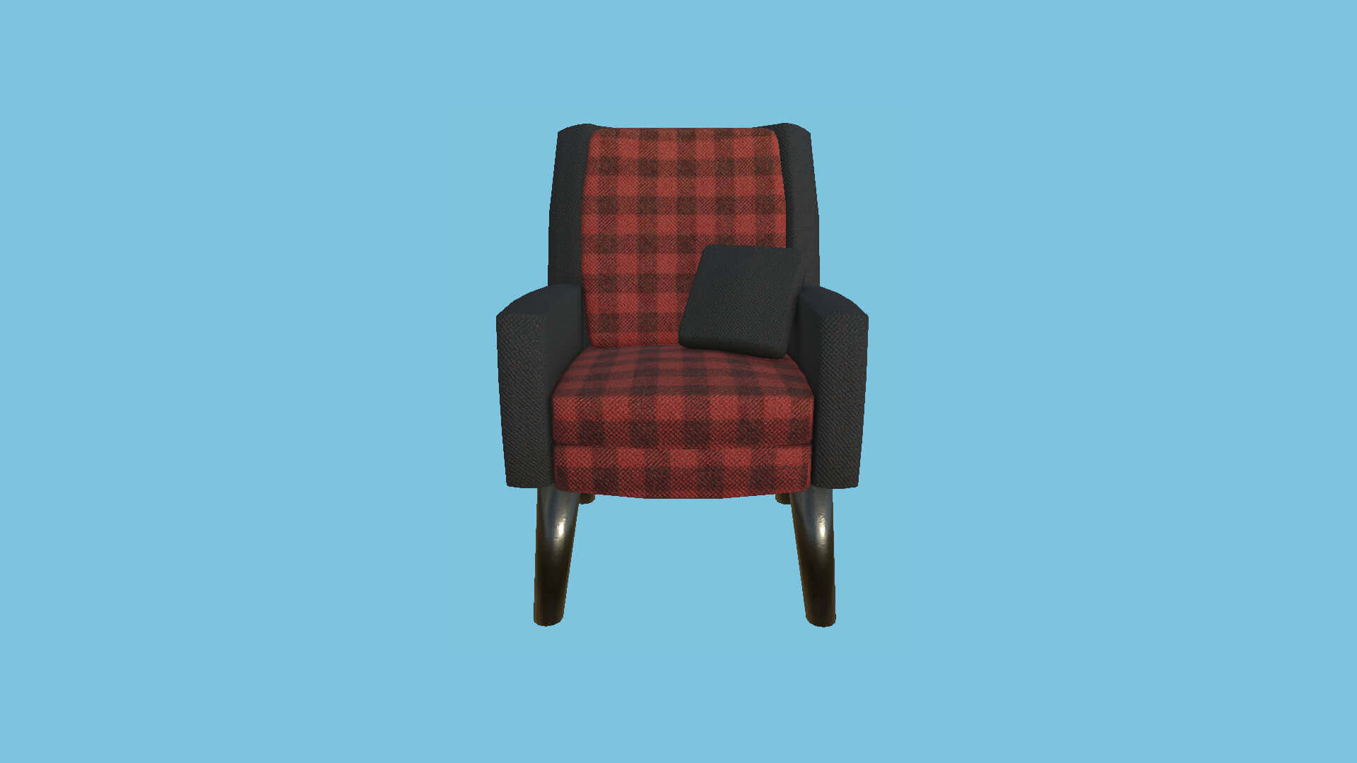 Armchair 51 Red Plaid 3D Model by gsommer
