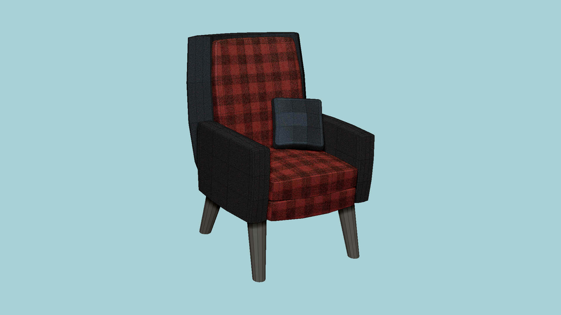 Armchair 51 Red Plaid 3D Model by gsommer