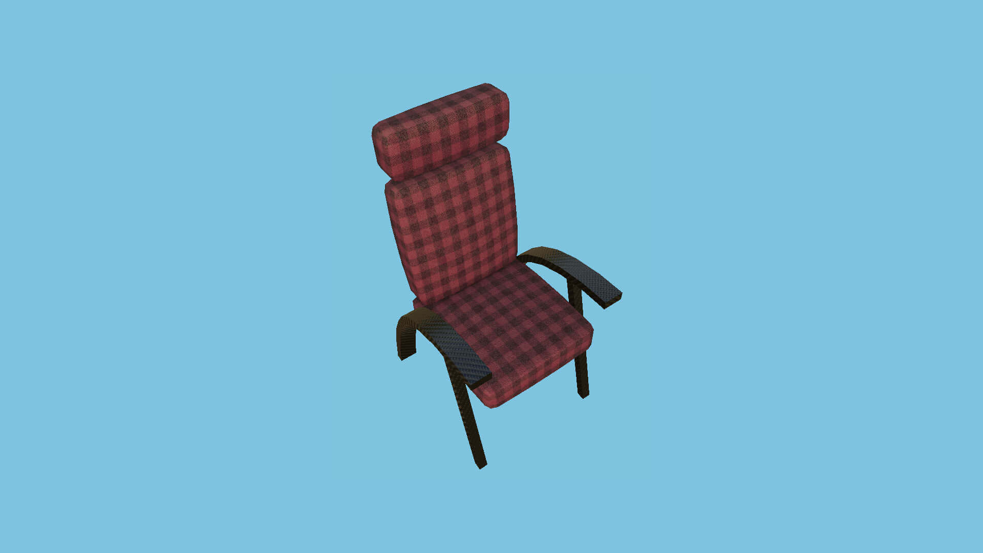 Armchair 70 Red Plaid 3D Model by gsommer