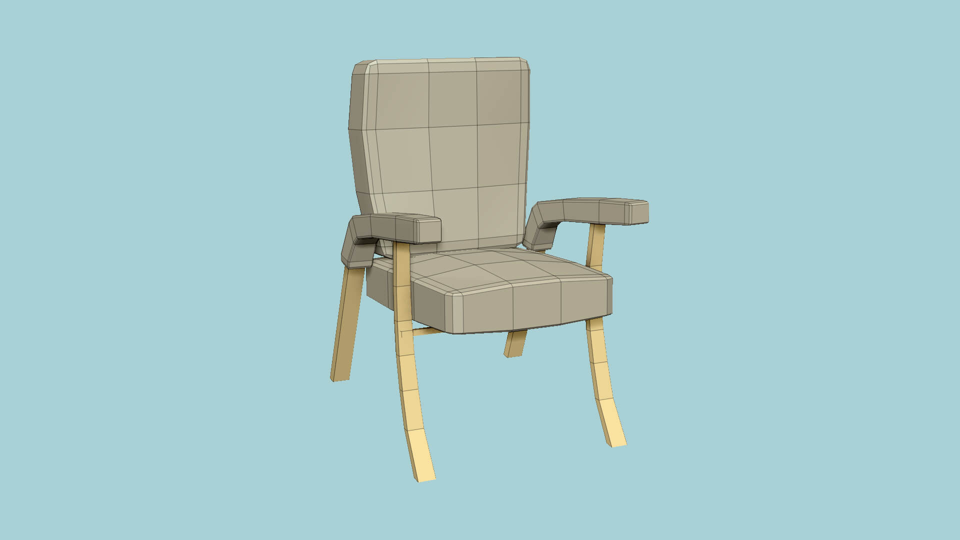 Armchair 77 Beige and Gold 3D Model by gsommer