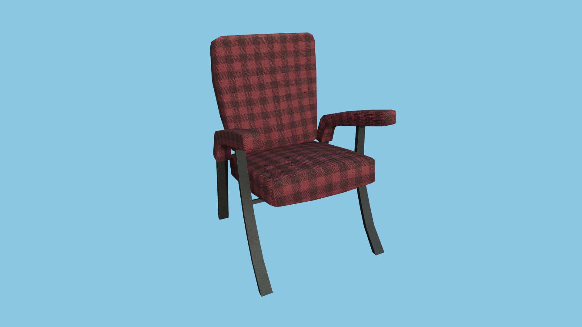 Armchair 78 Red Plaid 3D Model by gsommer