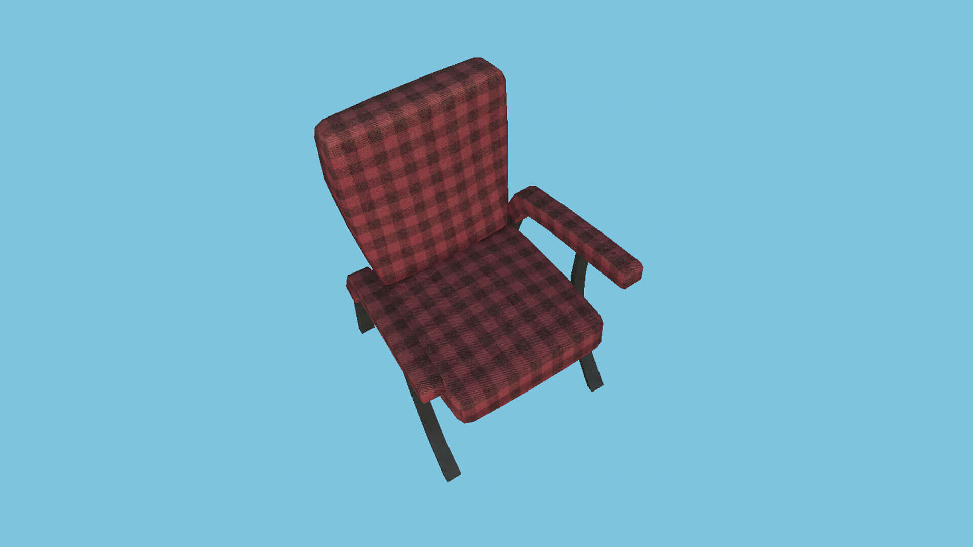 Armchair 78 Red Plaid 3D Model by gsommer