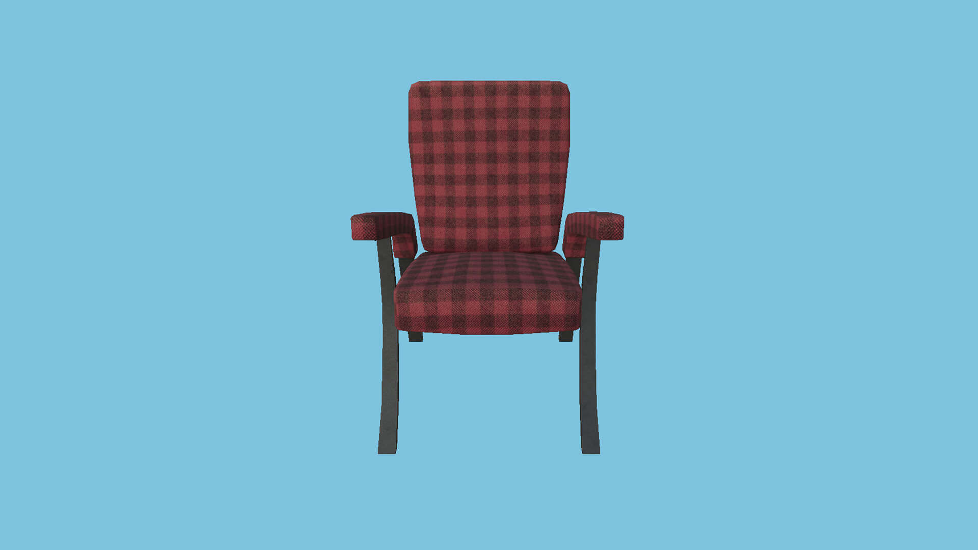 Armchair 78 Red Plaid 3D Model by gsommer