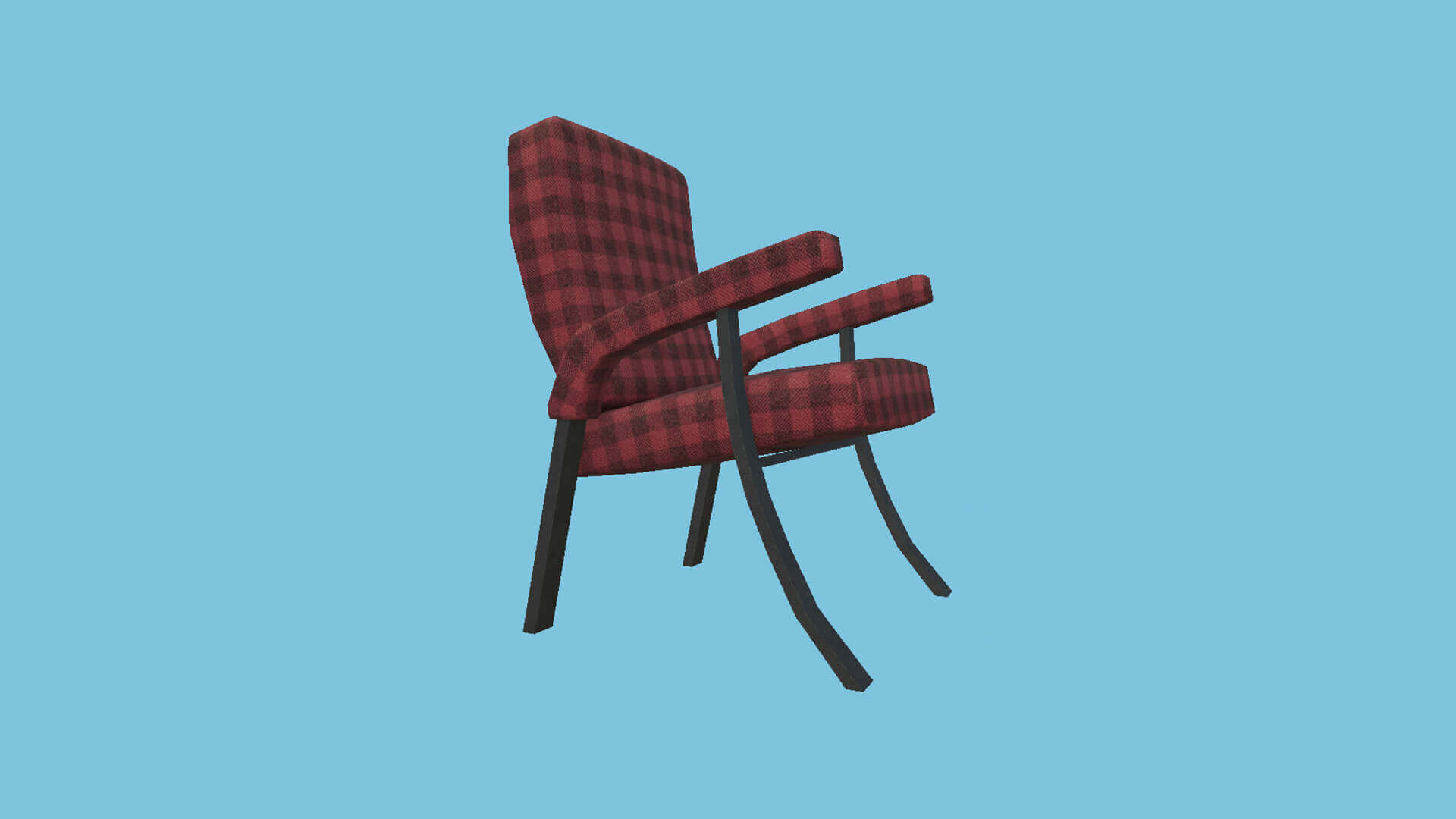 Armchair 78 Red Plaid 3D Model by gsommer