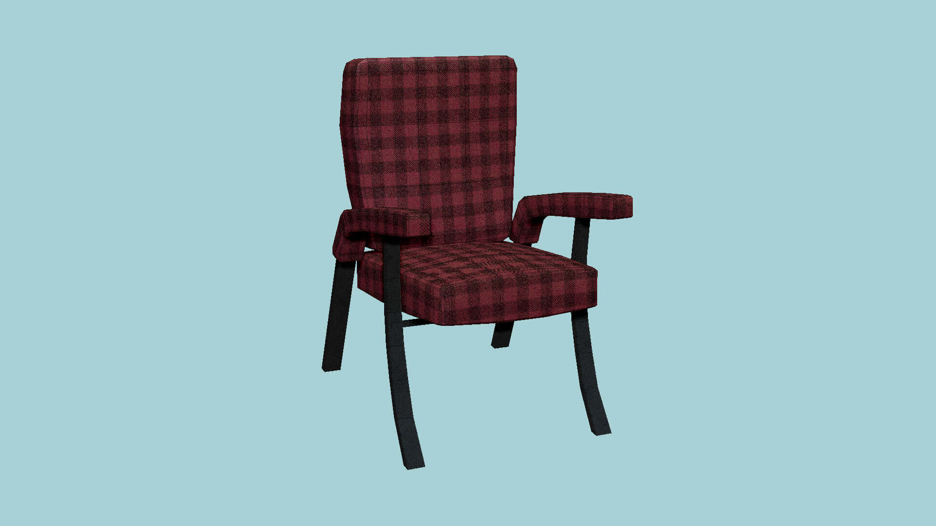 Armchair 78 Red Plaid 3D Model by gsommer
