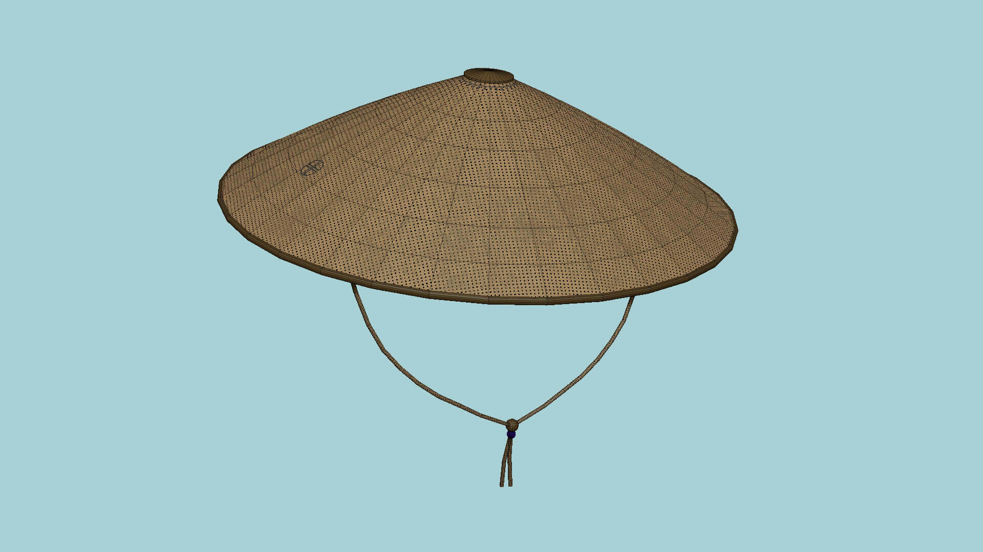 Asian Bamboo Hat 02 Dark Straw 3D Model by gsommer