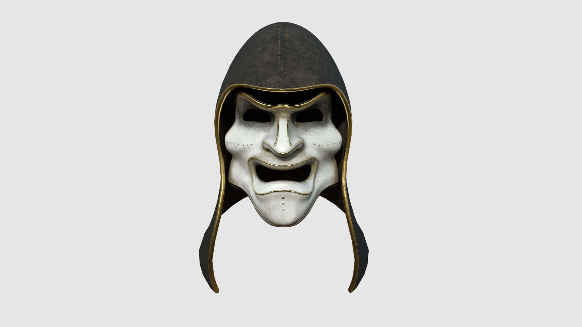 Assassin Mask 02 Black, White and Gold 3D Model by gsommer