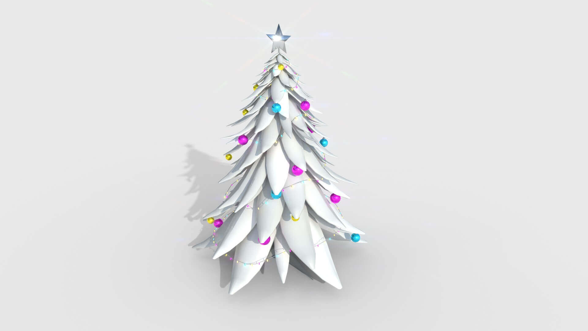 Cartoon Christmas Tree 04 Snow Colored 3D Model by gsommer