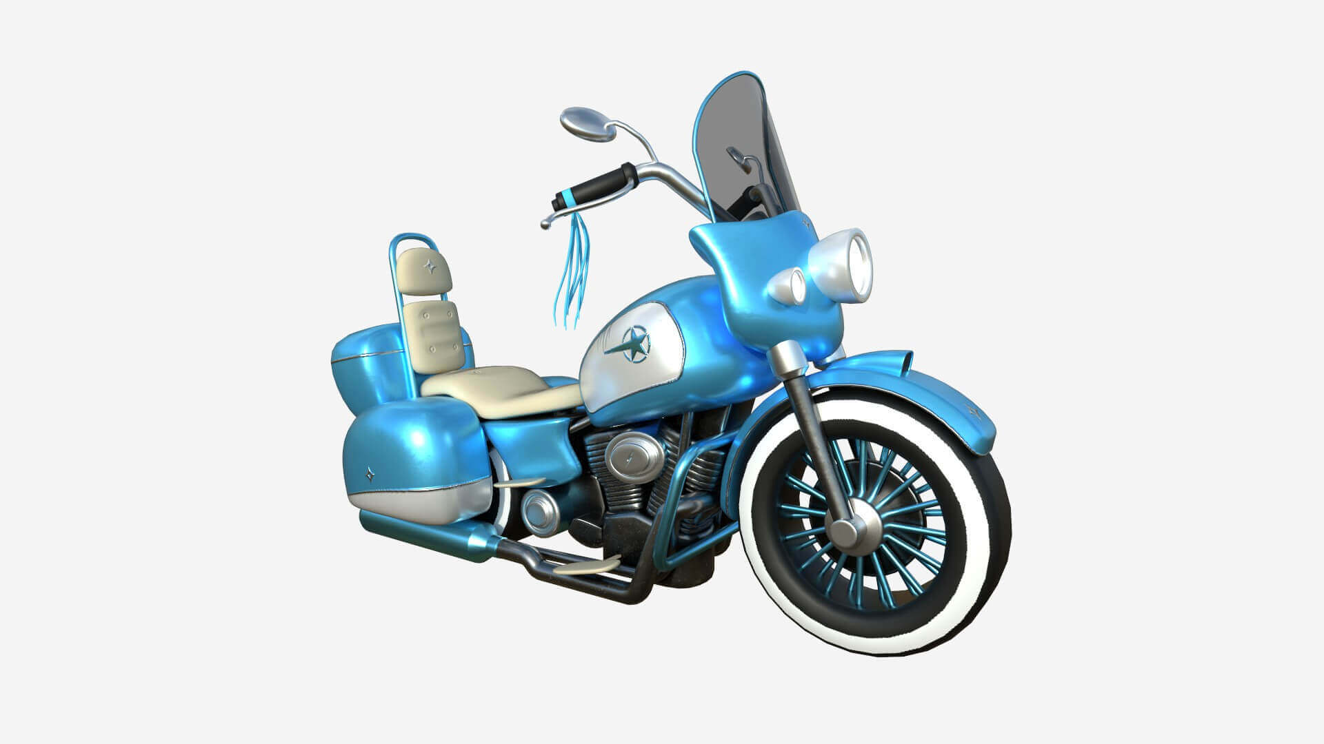 Cartoon Motorcycle Model B 08 Blue and White by gsommer