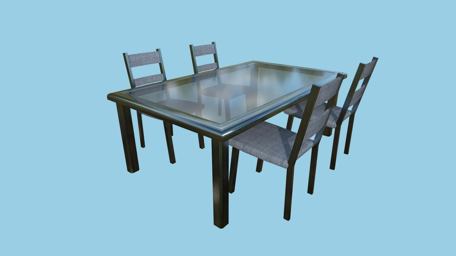 Dining Table 30 Gray and Chrome 3D Model by gsommer