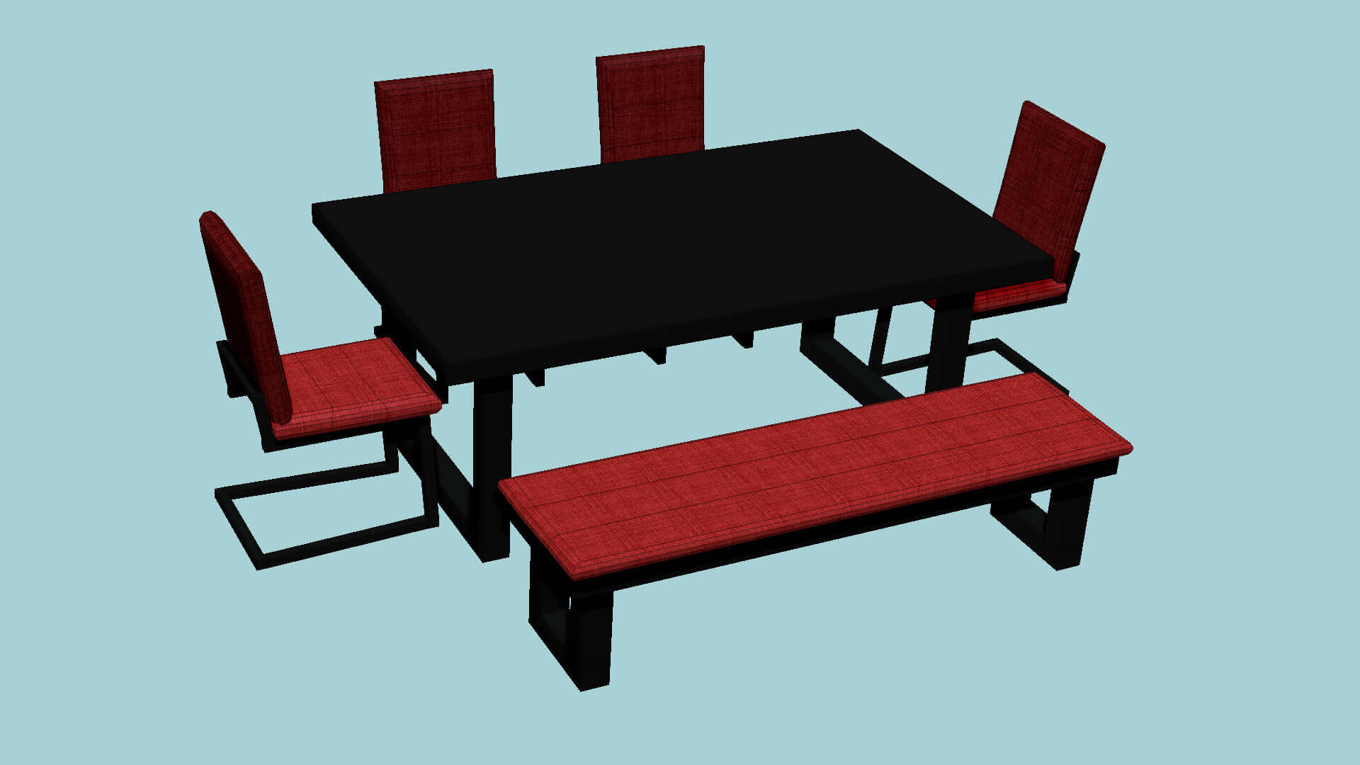 Dining Table 45 Red and Black 3D Model by gsommer