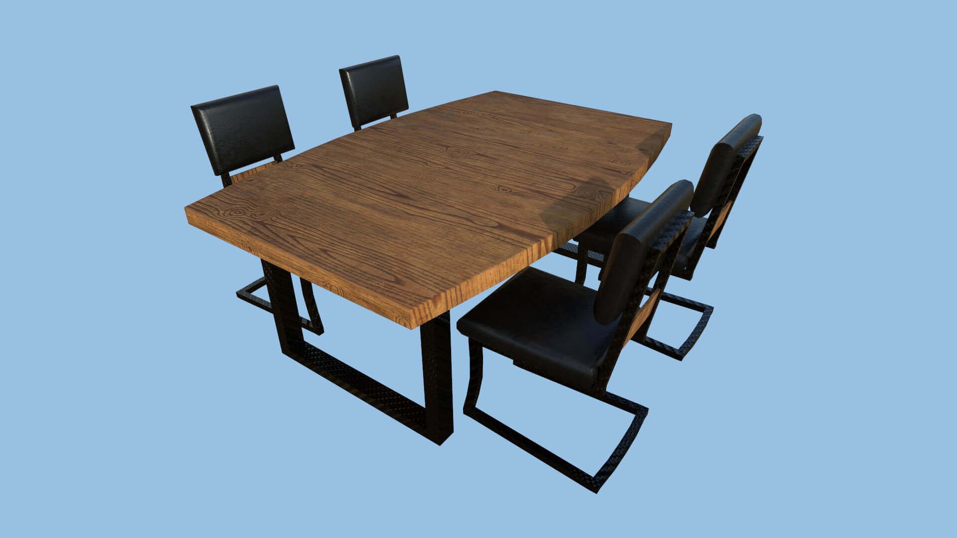 Dining Table 51 Black Wood 3D Model by gsommer
