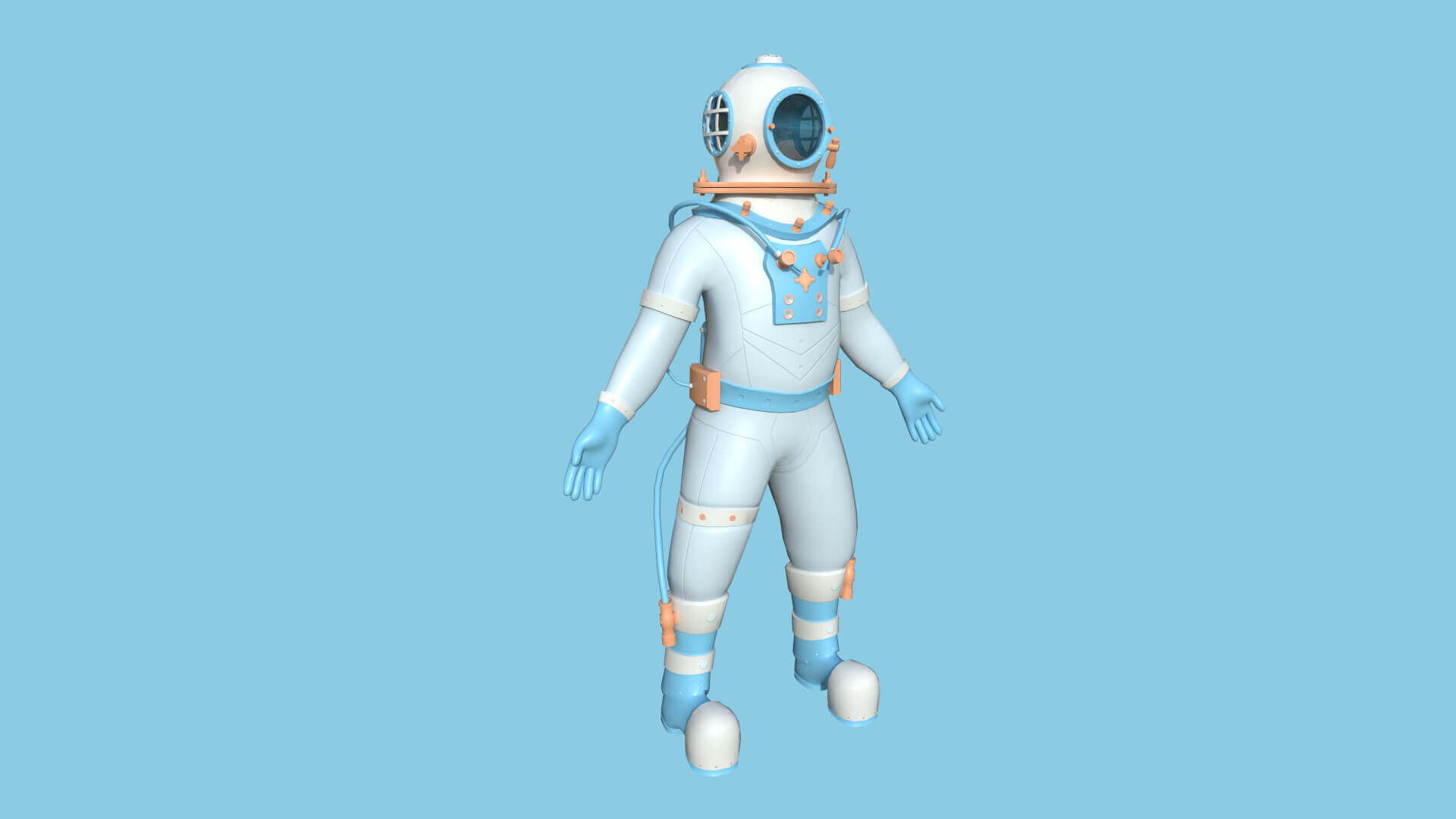 Diving Suit 05 Cartoon Blue 3D Model by gsommer