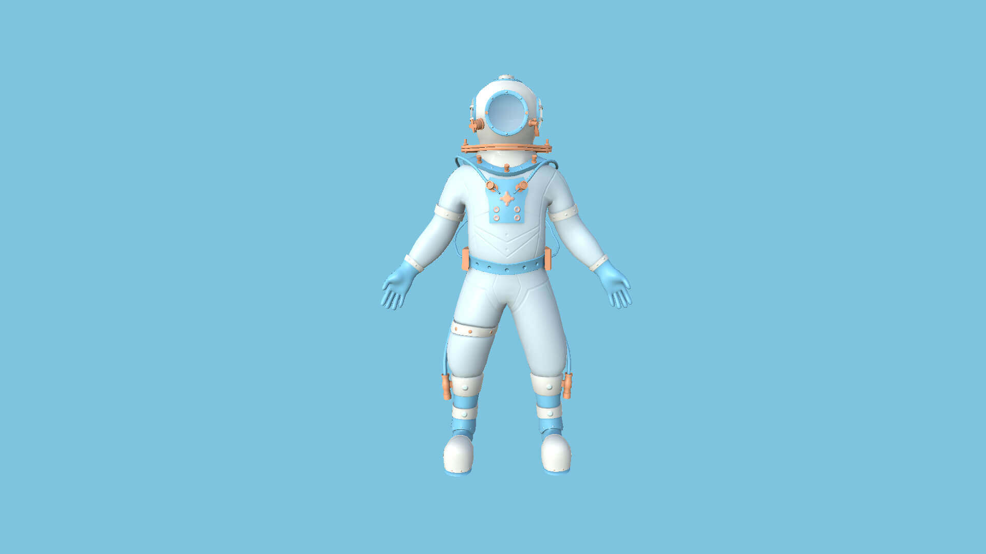 Diving Suit 05 Cartoon Blue 3D Model by gsommer