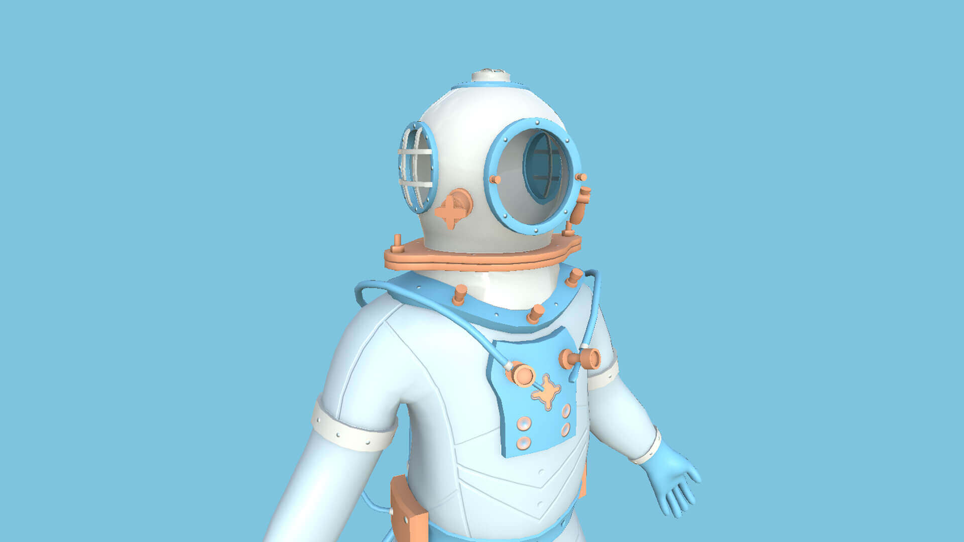 Diving Suit 05 Cartoon Blue 3D Model by gsommer