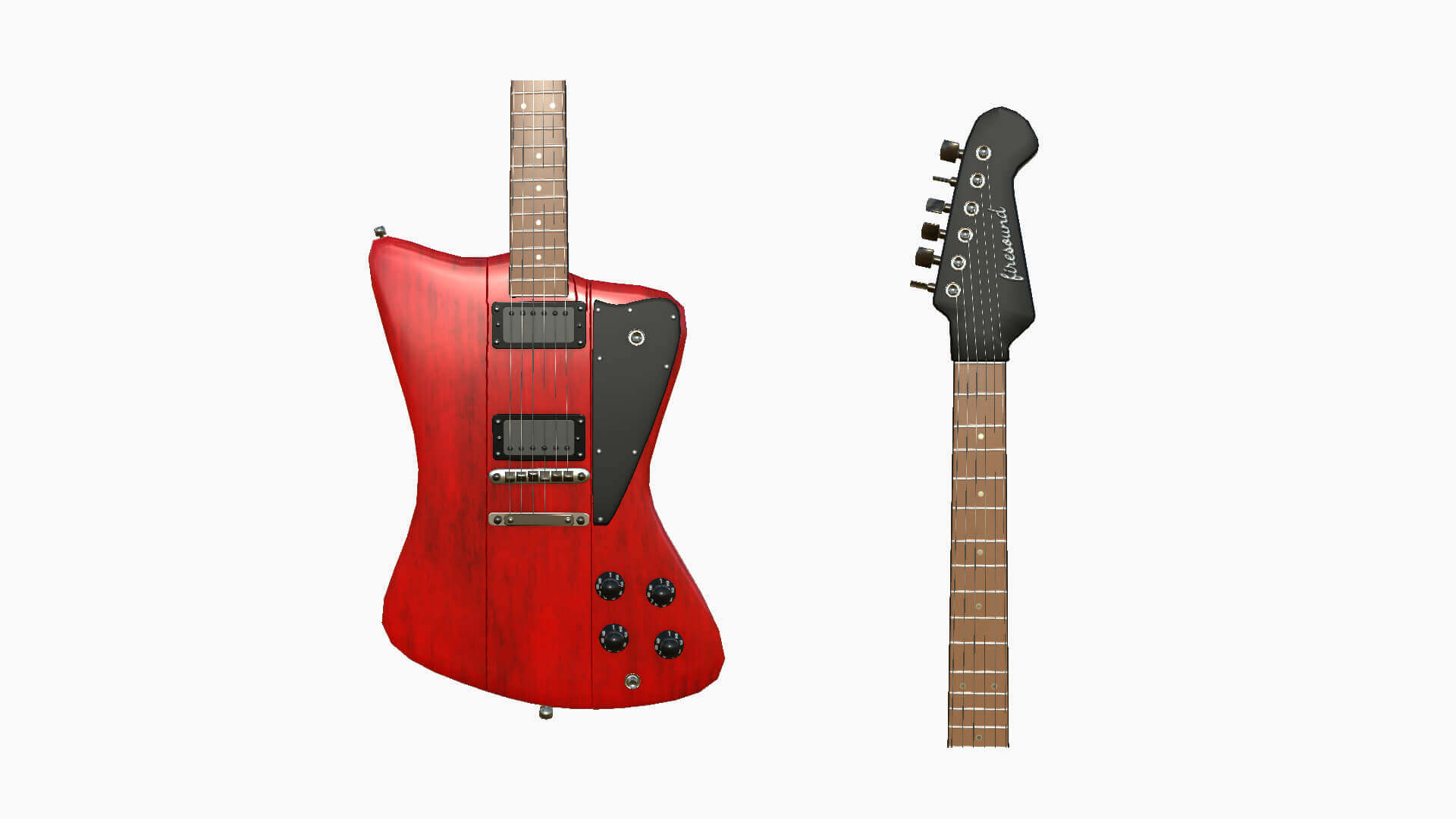 Firebird Electric Guitar 01 - Red 3D Model by gsommer