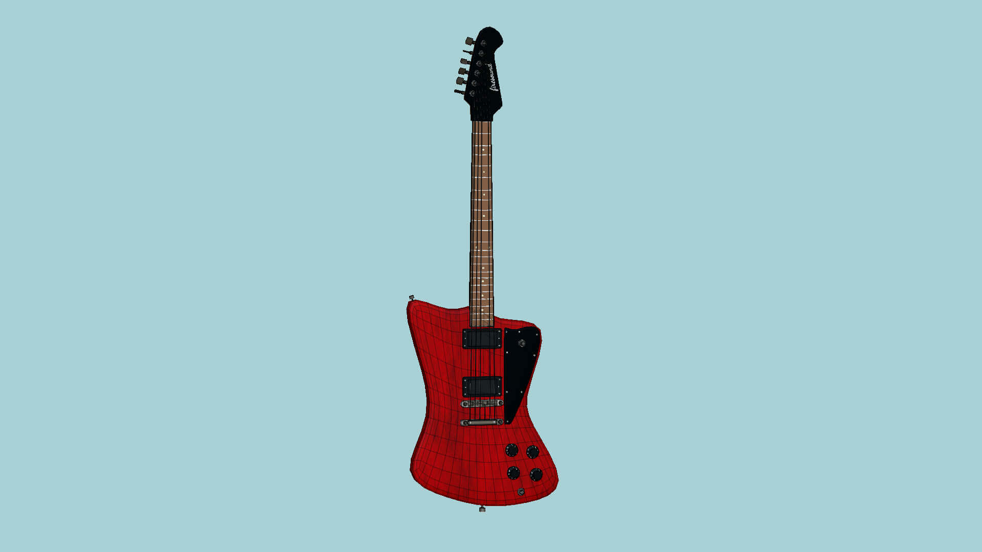 Firebird Electric Guitar 01 - Red 3D Model by gsommer