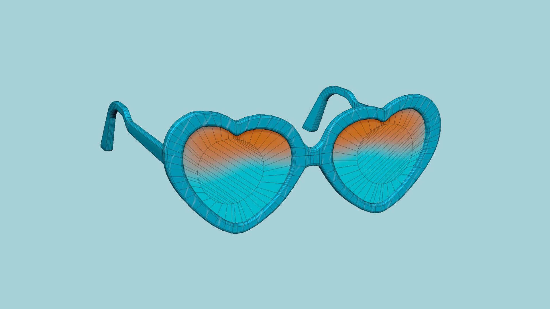 Heart Sunglasses 02 Blue 3D Model by gsommer