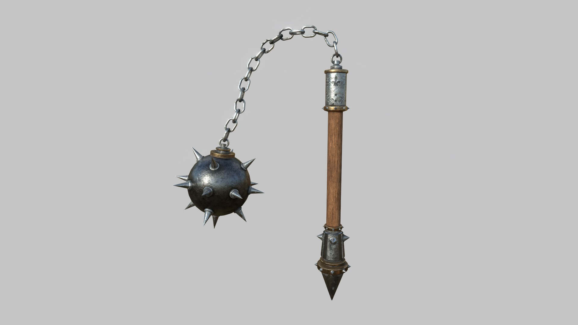 Medieval Flail Mace 02 Steel 3D Model by gsommer