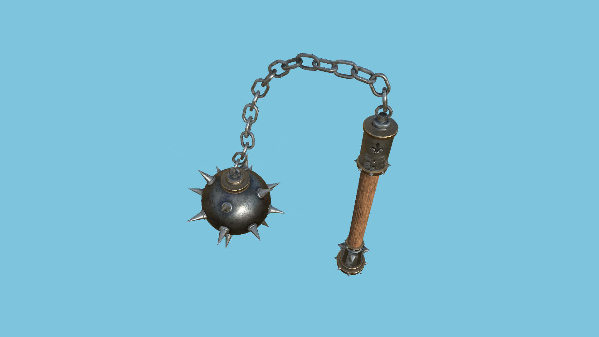 Medieval Flail Mace 02 Steel 3D Model by gsommer