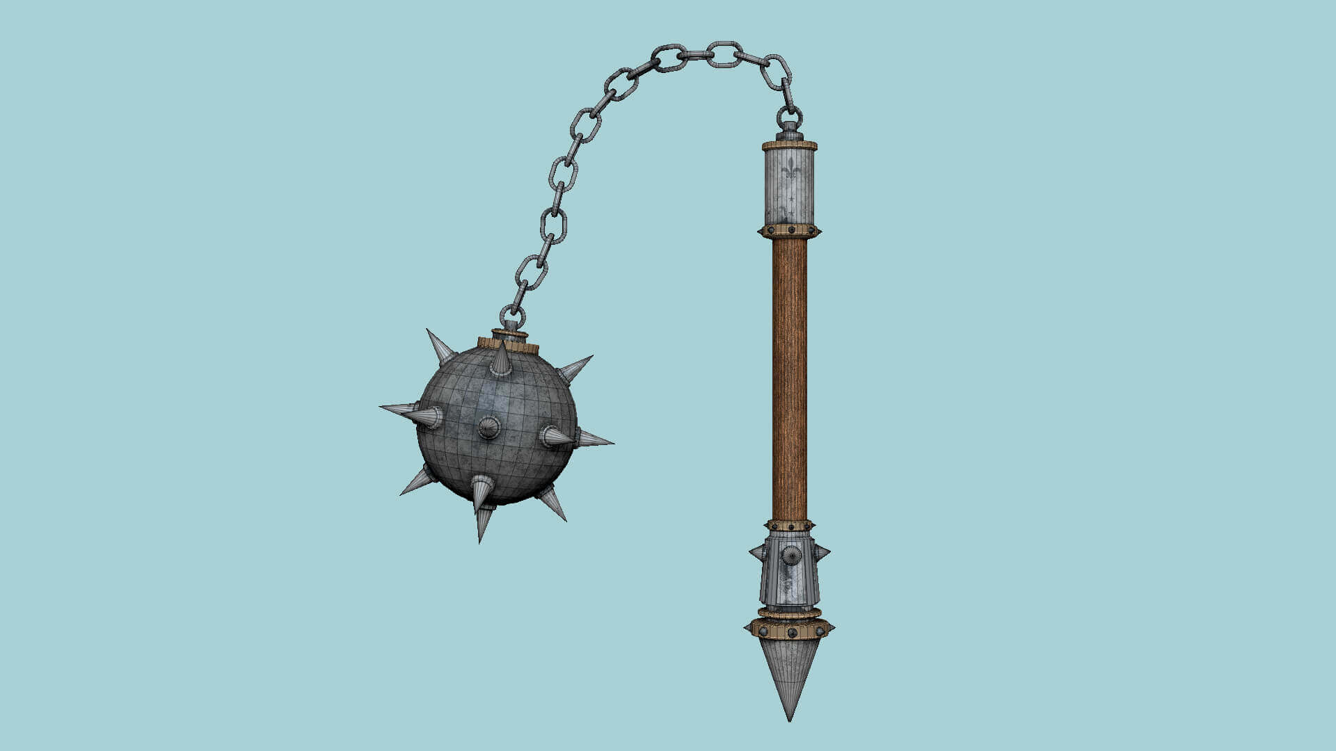 Medieval Flail Mace 02 Steel 3D Model by gsommer