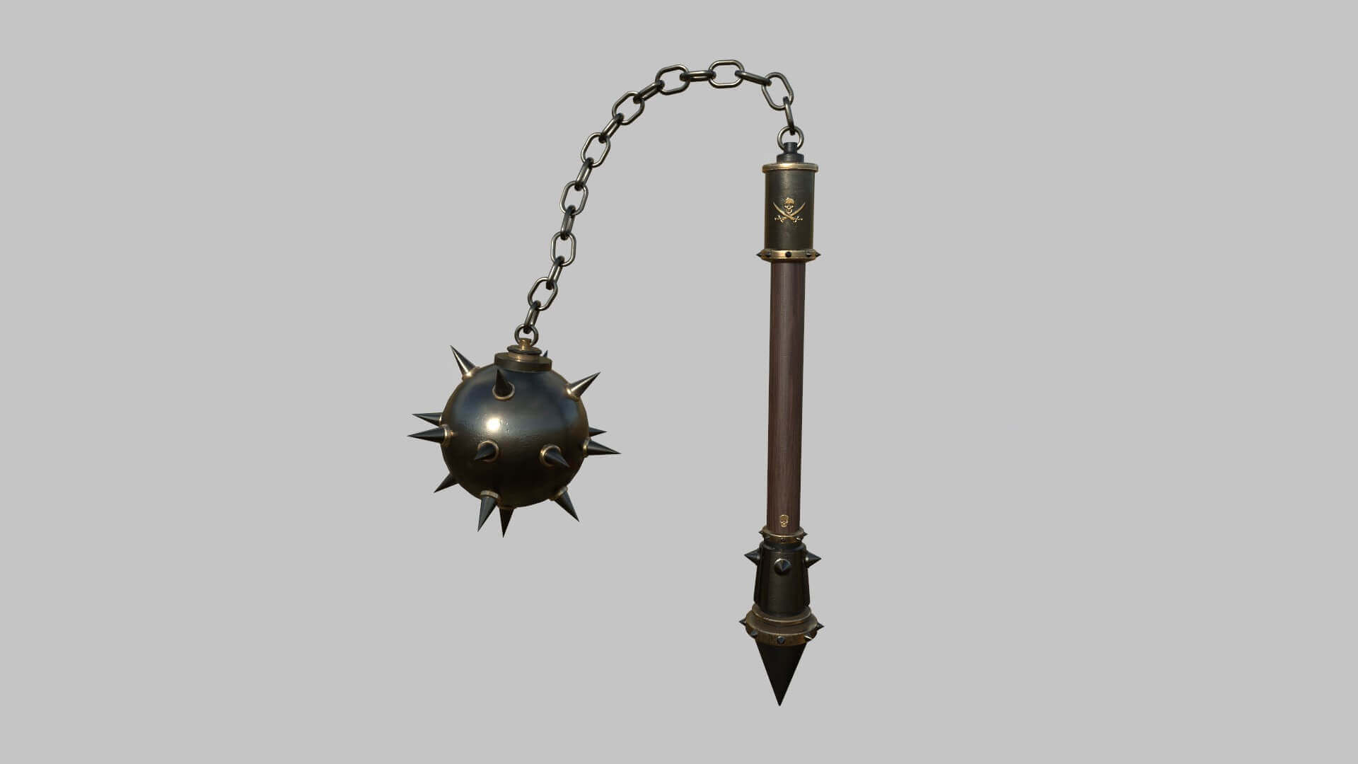 Medieval Flail Mace 04 Black Dark 3D Model by gsommer