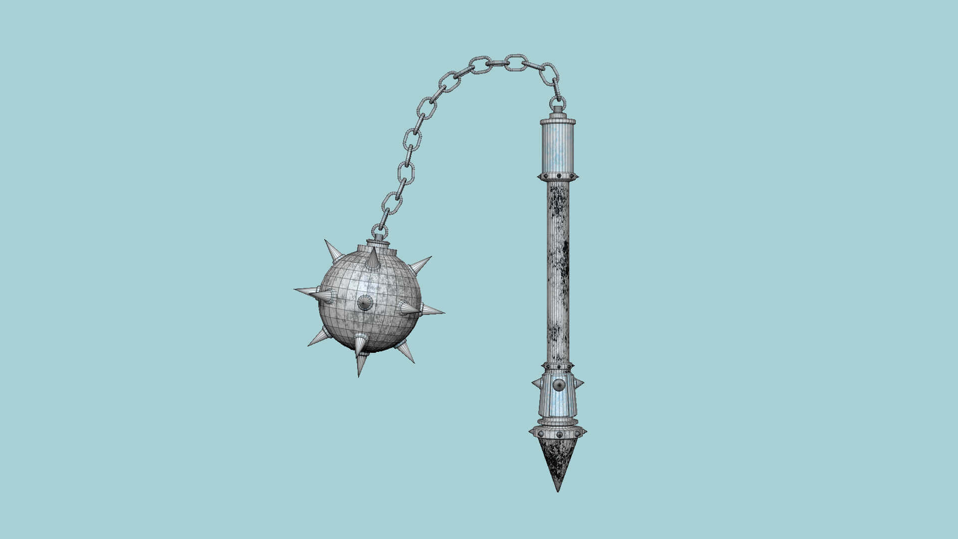 Medieval Flail Mace 05 Frost 3D Model by gsommer